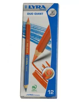 Crayon bi-colore rouge et bleu - boite de 12