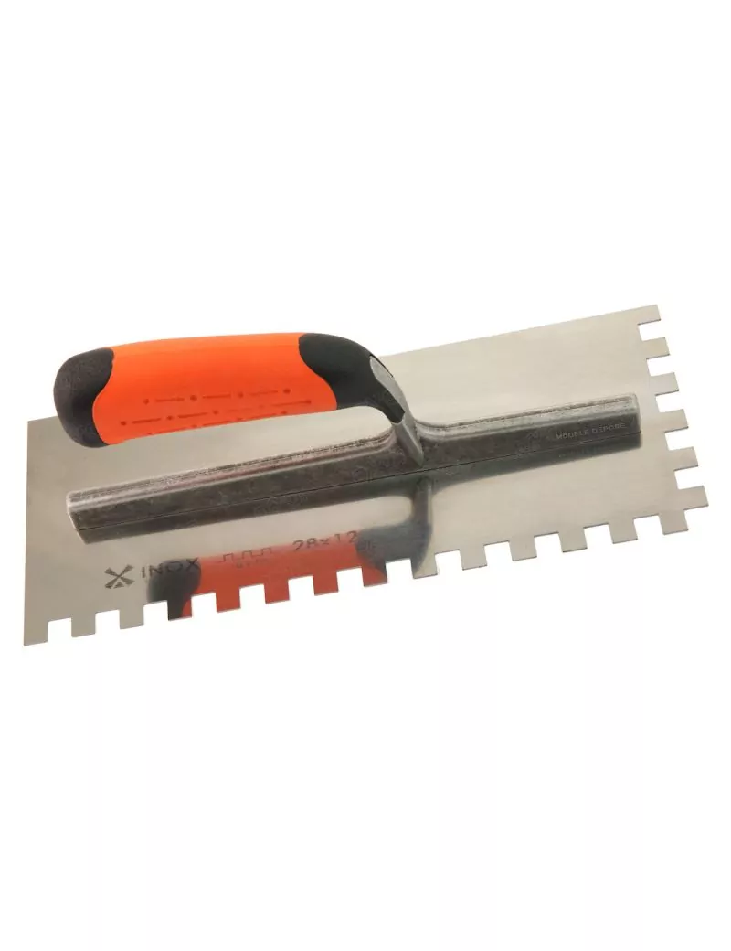 Platoir à colle inox 28x12 - denture carrée