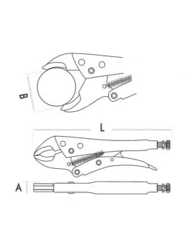 Pince-étau becs coudés 250mm - sans coupe