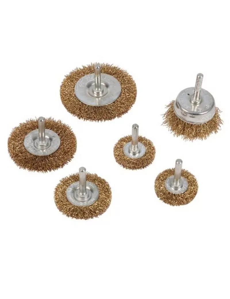 Jeu de 6 brosses et roues à fil d'acier