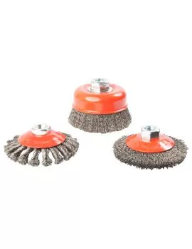 Lot de 3 brosses fil acier