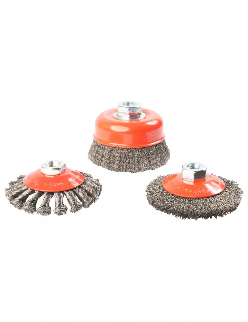 Lot de 3 brosses fil acier