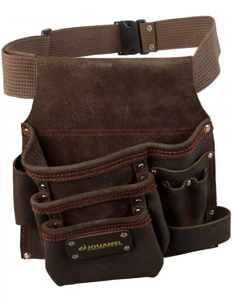 Poche à clous cuir renforcé avec ceinture, 3 poches et 5 porte-accessoires
