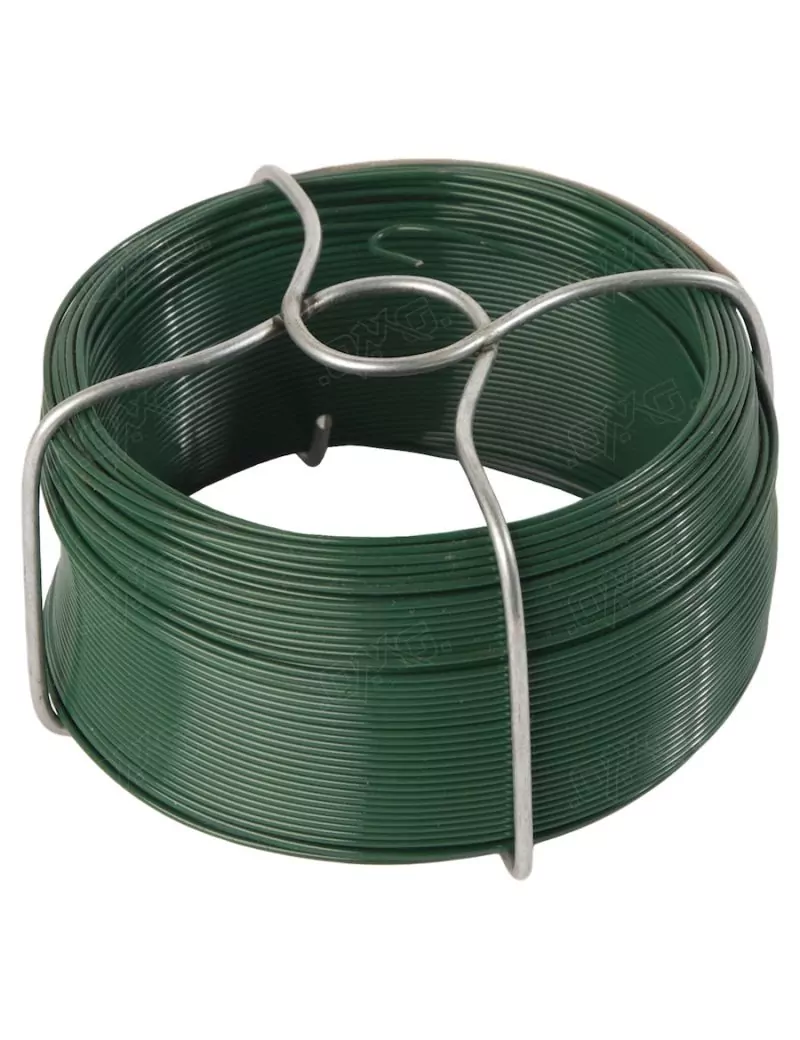 Fil de fer acier avec gaine plastique verte - bobine
