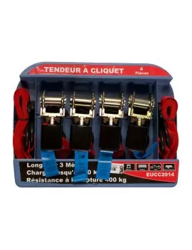 Sangle d'arrimage avec crochets 3m 0,2t - lot de 4