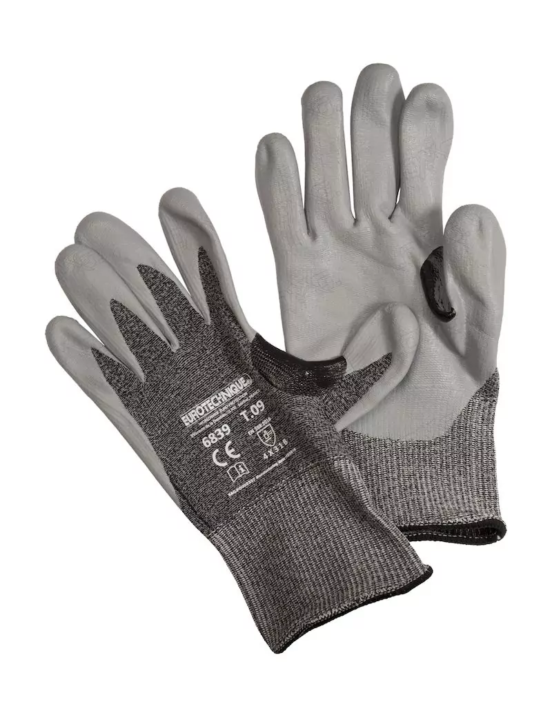 Gants gris paume enduite anticoupures