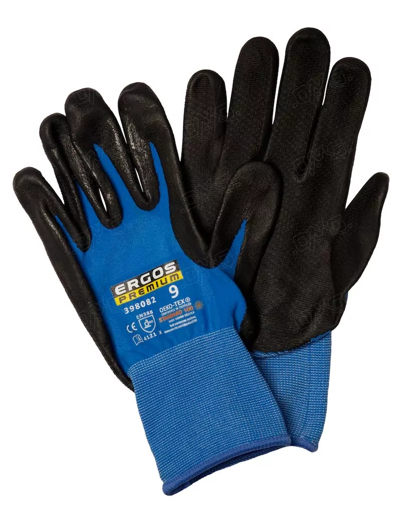 Gants nitrile bleu et noir