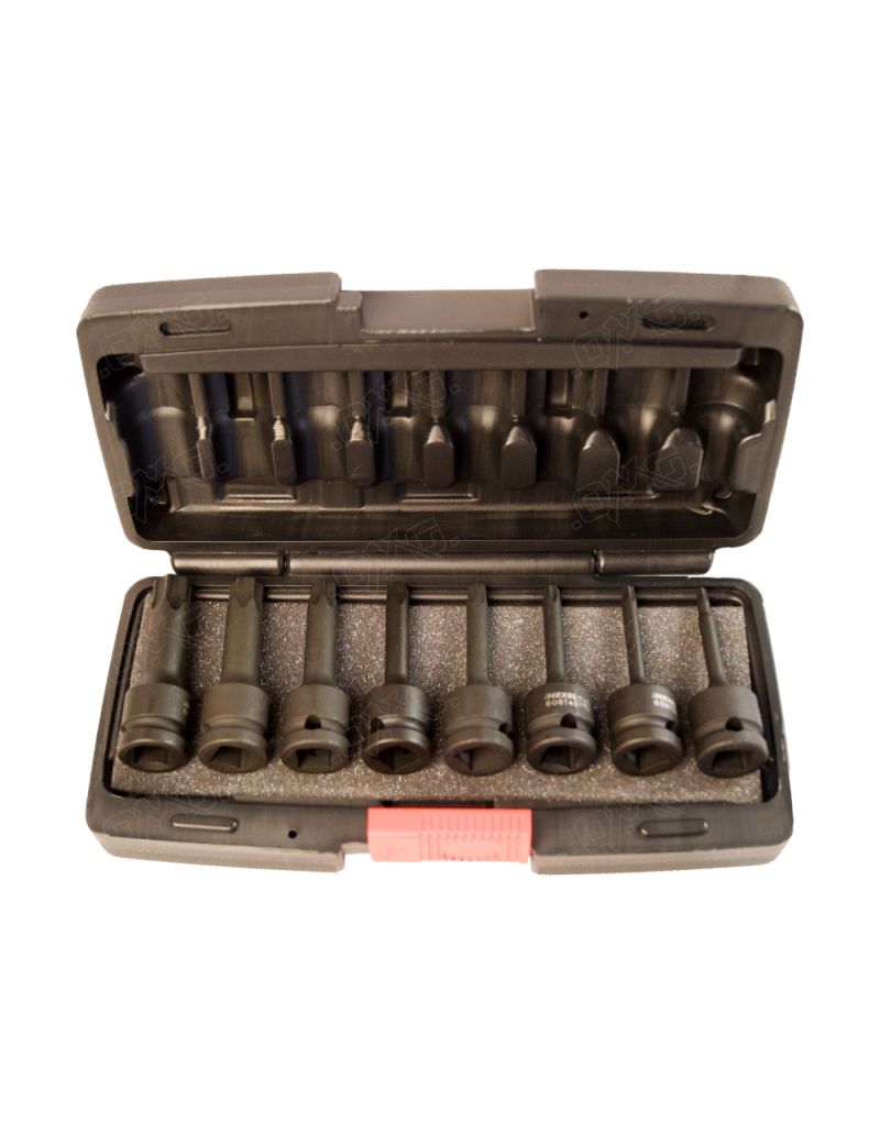 Coffret de douilles tournevis torx a choc 1/2 8 pces
