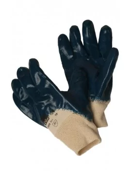 Gants nitrile bleu dos aéré poignet tricot