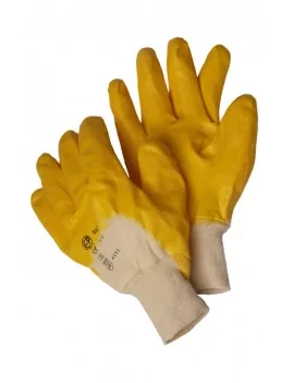Gants nitrile jaune dos aéré poignet tricot